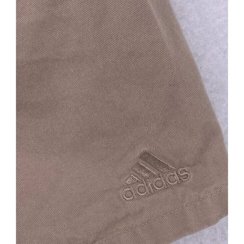 Vintage Adidas Team Pleated Chino Shorts Mens 36 Khaki Cotton Twill Gorpcore Y2K